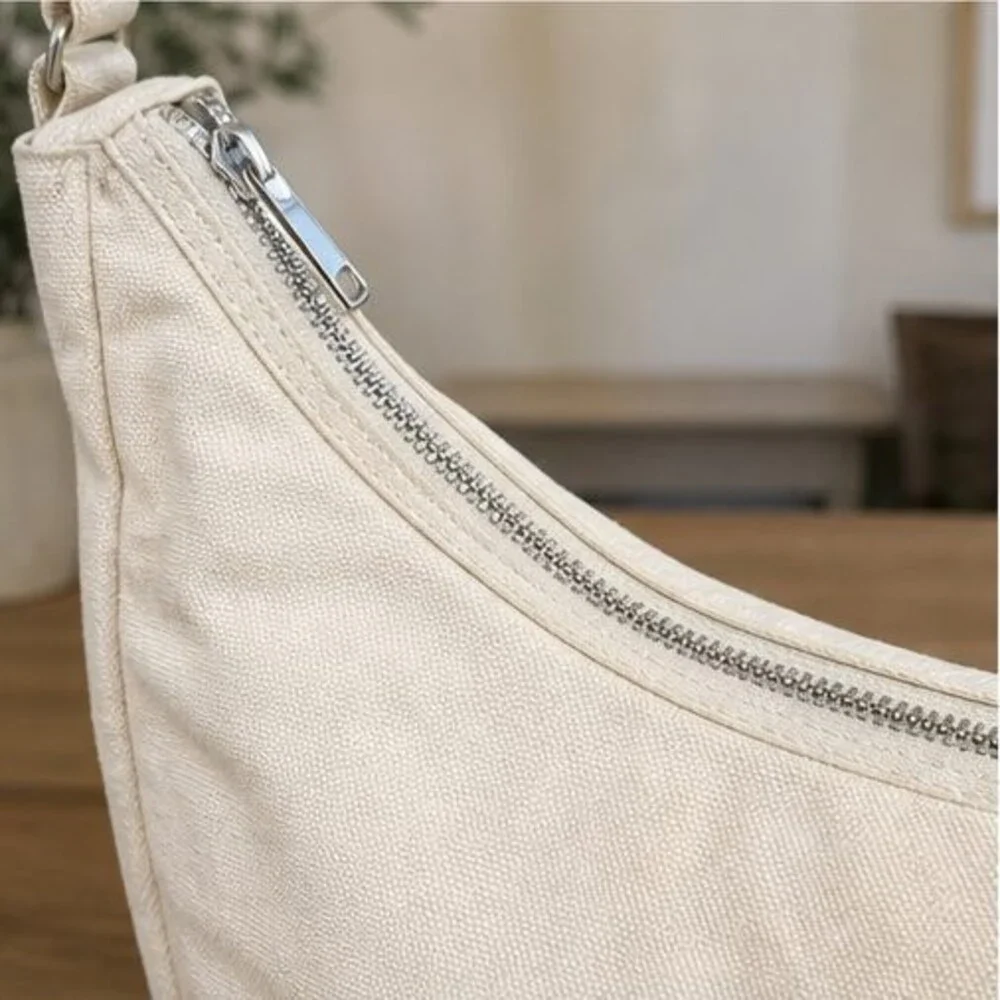Cream Canvas Crossbody Bag